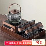 尚言坊胡桃木电陶炉煮茶壶煮茶器套装加厚玻璃烧水泡茶小型电热茶炉套装