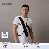 Calvin Klein Jeans夏季男女情侣中性ck纯棉醒目大字母印花圆领短袖T恤J318471 YAF-白色 XL （推荐165-180斤）