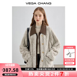 VEGA CHANG皮毛一体短外套女2024年秋冬新款宽松显瘦高级感名媛风毛绒大衣 常规版 L
