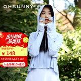 OhSunny防晒衣女宽松透气连帽披肩衫开车防晒服薄外套 薄雾蓝 M