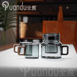 全度耐热高硼硅手工玻璃茶杯办公杯家用防烫泡茶杯主人杯茶具 墩墩小暖壶【灰色】+2木兮杯