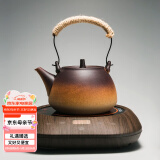 容山堂粗陶茶壶煮茶器茶具套装泡茶壶烧水壶电陶炉围炉煮茶碳炉酒精炉 直钮茶壶小悦黑胡桃电陶炉 780ml