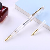 永生659钢笔学生用练字透明示范办公白领财会 06透明金夹 0.5mm+0.38mm