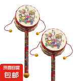 新生木制追听追视抓握训练手摇拨浪鼓宝宝木质玩具0-6个月1岁 平安拨浪鼓2个