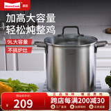 Momscook 304不锈钢汤锅 深汤锅高汤锅煮锅汤锅家用商用锅 电磁炉燃气通用 【适用4-7人】 24cm