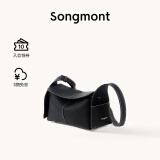 Songmont挂耳系列屋檐包mini设计师款头层牛皮通勤斜挎hobo包母亲节礼物 烟墨黑 现货