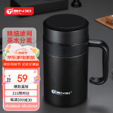 天喜保温杯 316不锈钢男士茶杯商务送礼家居馆 绅士黑520ML加厚款