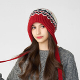 卡蒙（Kenmont）彩色可爱提花毛球毛线帽女加绒窄围巾一体护耳保暖针织帽9561