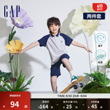 Gap男童夏季吸湿速干短袖T恤短裤两件套儿童装套装890531 海军蓝 160 cm(XL)亚洲尺码
