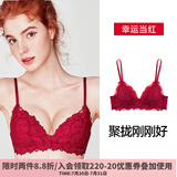 好奇蜜斯内衣女小胸聚拢显大无钢圈蕾丝文胸套装法式胸罩 幸运当红 聚拢刚刚好 80A