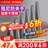 卡贝（cobbe）抽屉轨道滑轨阻尼缓冲三节导轨衣橱柜滑槽不锈钢滑道家用五金 22寸=55cm不锈钢阻尼