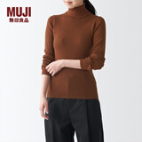 无印良品（MUJI）女式 罗纹可水洗高领毛衣 长袖打底针织衫上衣毛衫 BAG01A1A 砖红色 S 155/80A