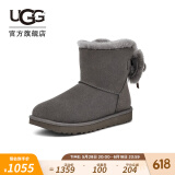 UGG秋季女士舒适时尚平底保暖迷你双蝴蝶结款休闲雪地靴 1127130 CHRC | 炭灰色 39