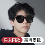 圣莎拉（Sheng Sha La）高清墨镜男GM同款太阳镜女防强光炫光开车驾驶司机眼镜防紫外线 亮黑-高清墨镜 太阳镜