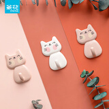 茶花 挂钩 浴室门后粘钩 毛巾钩 挂衣架强力粘贴钩 小猫 3支装