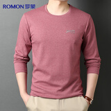 罗蒙长袖T恤男士上衣棉质圆领秋季体恤打底衫休闲中青年简约内搭男装
