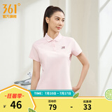 361度运动翻领t恤2025年春夏季新款休闲透气短袖情侣POLO衫 【女款】千禧粉 XL