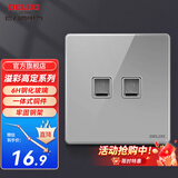 德力西（DELIXI）开关插座面板 CD881溢彩系列2.5D钢化玻璃家用开关大板星空灰色 双电脑插座