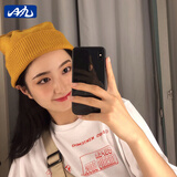 目丸网红时尚暗黑系堆堆帽子女毛线帽潮韩棉帽百搭冷帽月子针织帽秋冬