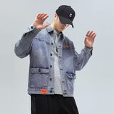爱洛斯汀堡牛仔外套男春秋上衣服男装休闲夹克衫ins潮牌夹克男工装棒球服男 【G10蓝色】 L 【100-120斤】