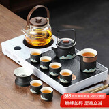 尚言坊茶具整套带茶盘带煮茶烧水一体式茶台泡茶套装 白显屏致远套装