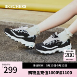 斯凯奇（Skechers）女鞋春季小白鞋蕾丝休闲运动熊猫鞋黑色增高厚底老爹鞋11959 黑色/白色/BKW 39
