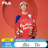 FILA 叕运蛇|斐乐情侣款男女编织衫2025春季新年款时尚涂鸦大LOGO毛衣