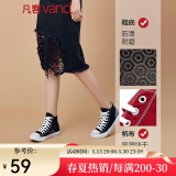 凡客诚品凡客帆布鞋高帮女款休闲运动鞋潮鞋板鞋 黑色 36