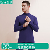AB内衣情人节秋冬纯棉情侣半高领内衣长袖长裤内衣套装S679 藏青 L