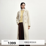 伊芙丽【镇店爆款】伊芙丽高智驼绒真丝气质高级双面羊毛大衣女冬季外套 米色 S 90-115斤