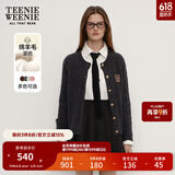 Teenie Weenie小熊针织开衫女装春季简约软糯绞花毛衣针织外套 煤灰色 M