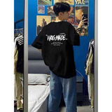 鲁雅尔美式高街纯棉短袖t恤男夏季潮牌vintage半截袖潮流痞帅体恤上衣服 黑色 XL 【建议120-140斤】