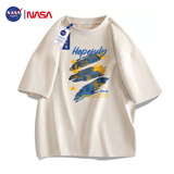 NASA GISS官方潮牌t恤男夏季休闲日系潮流时尚印花百搭男士短袖 米杏 2XL 