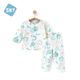 舒贝怡婴儿衣服纯棉宝宝对开内衣套装男女春秋儿童睡衣秋衣秋裤绿色90
