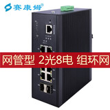 赛康姆 光纤环网交换机千兆2光4电8 划vlan导轨式直流双电源 自愈冗余环网MRSTP 风电光伏 高速管廊灯杆 千兆2光8电 SCT-03-G8GX2M 两光八电 不含电源