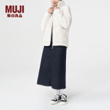 无印良品 MUJI 男女通用 羊羔绒 拉链夹克 毛绒加绒厚外套 秋冬季 米白色 S-M