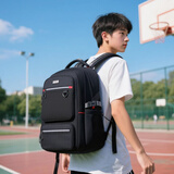 Edison高中生书包大容量初中大学生反光双肩包旅行背包 K052-6G黑色