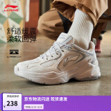 李宁云科技丨潮流跑鞋透气网面复古老爹鞋舒适男鞋夏季厚底运动鞋 云雾白/硬币灰-5 41.5