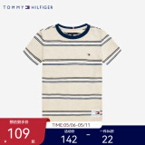 TOMMY HILFIGER汤米童装男女童夏季横纹短袖T恤 白色 150 /10【建议身高140-152cm】