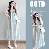 革曼孕妇连衣裙夏季2025新款高级感孕妇装宽松大码时尚遮肚长裙雪纺裙 图片色 L(建议110-130斤)