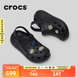 crocs卡骆驰檀健次同款经典泡芙洞洞鞋轻便舒适休闲鞋|207521 黑色-001(含智必星) 37 /38(230mm)
