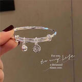 纯银手镯女繁花似锦9999实心足银镯子年轻款生日送女朋友礼物 福牌+铃铛 附带证书+礼盒25