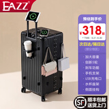 EAZZ【5轮承重+轻便加大容量】行李箱女拉杆箱男旅行箱学生密码皮箱子 《新增多功能 坚固铝框》黑色 C型长途 约常规箱28英寸容量5轮