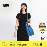 森马（Semir）连衣裙女圆领收腰弹力针织裙2025夏刺绣休闲短裙辣妹109325114001