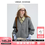 VEGA CHANG毛针织衫女2025年春秋季新款气质V领甜美减龄毛衣开衫 月岩灰 均码