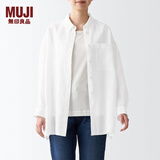 无印良品 MUJI 女式 亚麻 水洗宽版衬衫长袖休闲百搭衬衫衬衣BCJ22C2S 白色 M-L