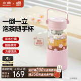 北鼎（Buydeem）泡茶随手杯 茶水分离家用耐高温玻璃杯便携办公水杯节日送礼 【樱花粉】畅快饮|茶水分离470ml