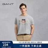 GANT/甘特【100%棉】男女情侣款学院风美式休闲圆领短袖重磅T恤 93烟灰色 XL