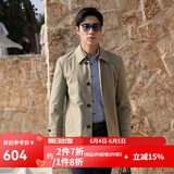 雅戈尔（YOUNGOR）风衣男翻领单风衣锦纶耐穿舒适透气男士上衣外套 GYDF424995YQA卡其 L 175/96A