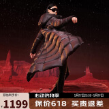 坦博尔鹅绒黑金羽绒服女长款收腰连帽加厚保暖外套TD236890 黑色 160 